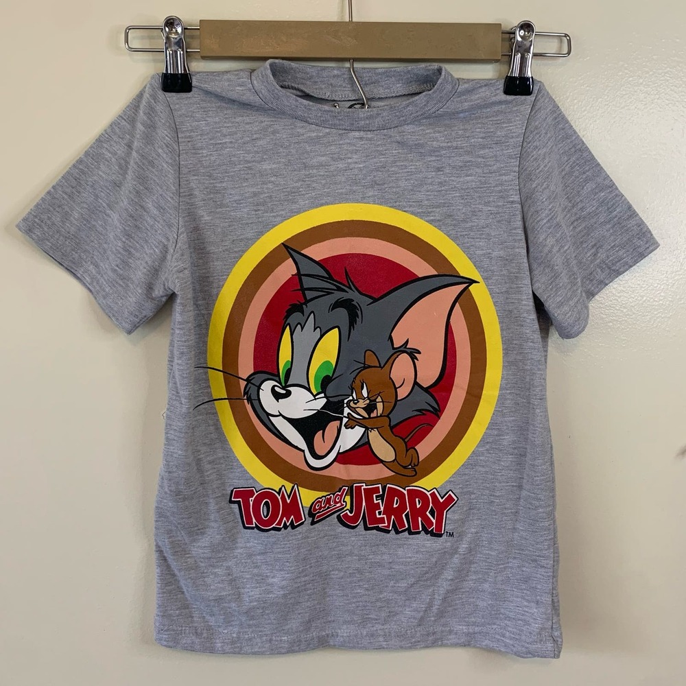 Tom and Jerry Size 7/8 Gray T-shirt